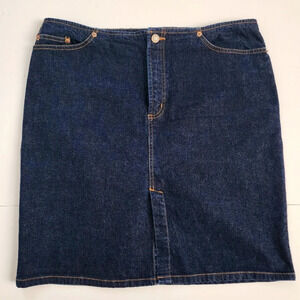 Old Navy Womens Denim Jean Western Pencil Blue Dark Wash Front Slit Skirt, sz 12